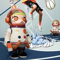 POP MART MEGA SPACE MOLLY 1000% SPACE JAM Figur Koleksi dengan Bahan ABS PC PVC untuk Penggemar Bola Basket