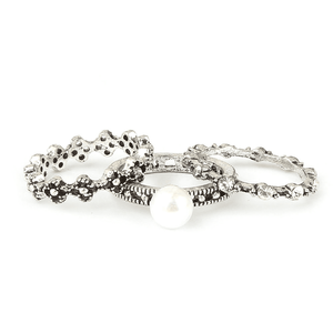 Bague fantaisie en pierre pour femme - Argent - Product Image 1