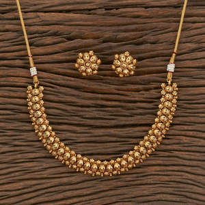 Venta al por mayor de collar artificial clásico antiguo con chapado en oro mate 217328 EN LA India - Product Image 1