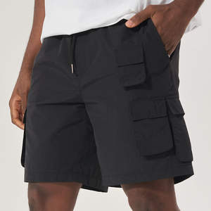 Custom Men's Summer Casual Cotton Fleece Sweat <b>Shorts</b> <b>Elastic</b> <b>Waist</b> Drawstring Gym <b>Cargo</b> with Solid Pattern for Streetwear - Product Image 5