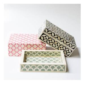 Collier d'anneaux de stockage organisationnels à double ombrage en os et incrustation de résine naturels de conception moderne artisanale Autres articles décoratifs - Product Image 2