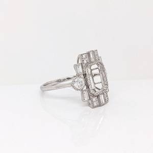 Anillo de Boda de Plata de Ley 925, Estilo Art Deco, Ecológico, de Alta Calidad, con Bisel en Blanco para Circonita Cúbica, Corte Esmeralda de 10x8 mm - Product Image 4