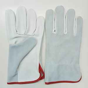 Gants de travail combinés pour hommes Gants de conducteur en cuir Gants de travail fendus en cuir avec dos en grain de paume EN388 Gants de sécurité alimentaire - Product Image 2
