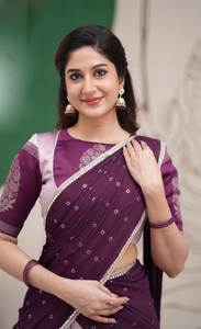 Lehenga Saree en soie violette pour femmes avec chemisier brodé, tenue ethnique traditionnelle - Product Image 5