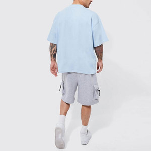 Urban Style Men's T-Shirt 100% Cotton Drop Shoulder Relaxed Fit Side Slit Hem Option Customizable Breathable for Daily Wear - Product Image 6