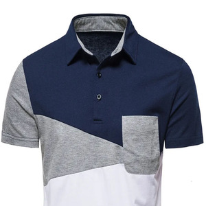 Polo décontracté pour homme 100% coton anti-rétrécissement anti-boulochage respirant sans plis à manches courtes tissu tricoté motif solide - Product Image 6