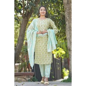 Conjunto de 3 Piezas de Lehenga Choli de Algodón con Estampado Jaipuri para Damas y Niñas, Estilo Étnico Tradicional Indio, Estilo Pakistaní, Ropa de Fiesta, Última Moda - Product Image 4