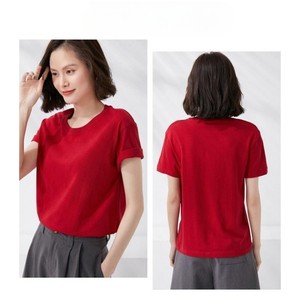 T-shirts d'été à manches courtes de couleur unie pour femmes, col en O 100% coton, T-shirts décontractés pour femmes, T-shirt personnalisé pour hommes - Product Image 3