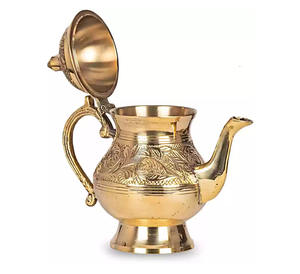 หม้อชาและกาแฟทำจากทองเหลืองทำด้วยมือสไตล์ Mughlai ของตกแต่งบ้านแบบดั้งเดิมและโรงแรมสำหรับเสิร์ฟกาแฟชา - Product Image 4