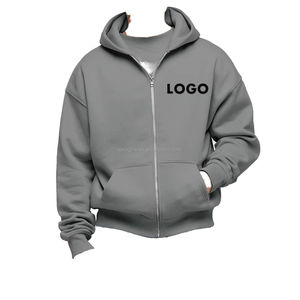 Marca de moda 100% sudaderas con cremallera de algodón para hombres Estilo casual sólido Patrón de estampado de invierno Tejido con capucha - Product Image 2