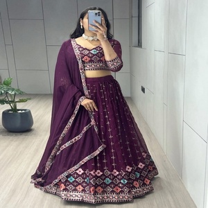Georgette exclusive avec imprimé floral et broderie Lehenga Choli Expoerter indien et fournisseur au taux le plus bas - Product Image 1