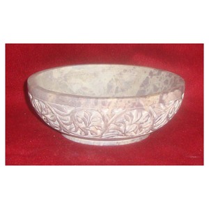 Dernière conception de sculpture florale faite à la main sur un bol en pierre de savon naturelle pour la décoration d'entreprise et Thanksgiving - Product Image 1