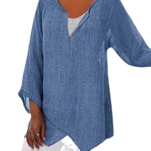 Camisas de mujer transpirables lisas de tendencia, camisa informal personalizada de manga larga para mujer, camisas al por mayor de calidad Premium - Product Image 5