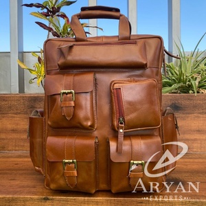 2025 personnalisé pleine fleur en cuir véritable sacs à dos ordinateur portable affaires voyage sac à dos grande capacité en gros meilleur vendeur unisexe sac - Product Image 1