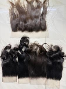 Vente en gros 100% brut 4x4 fermeture ondulée couleur naturelle cuticule alignée vague profonde temple indien extensions de cheveux humains non transformés - Product Image 5