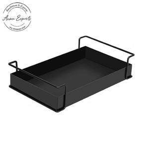 Support de plateau moderne en métal noir à deux niveaux Design élégant et durable Idéal pour la présentation de comptoir de cuisine ou l'organisation - Product Image 4