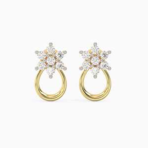 Pendientes de Diamantes Cultivados en Laboratorio, Pendientes de Diamantes Dorados con Diseño de Floración, Pendientes Modernos Inspirados en la Belleza en Flor - Product Image 1