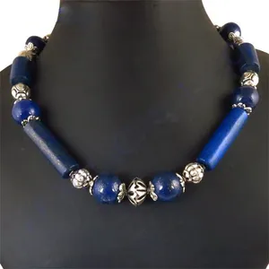 Collier en perles de lapis-lazuli pour femmes, style bohème, forme de boule, bijoux à porter au quotidien, provenant du Rajasthan - Product Image 3