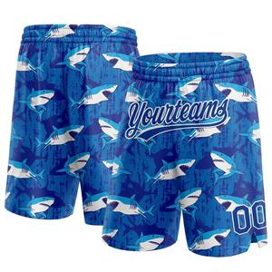 Industrie Direct Engro Sportswear Basketball <b>Shorts</b> Custom Royal <b>White</b> 3D Pattern Sharks Authentic Basketball <b>Shorts</b> - Product Image 1