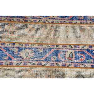 Alfombra Turca Vintage Pequeña de 2.4x3.2 pies, Alfombra de Lana Azul Blanca con Plantas y Árboles - Product Image 4