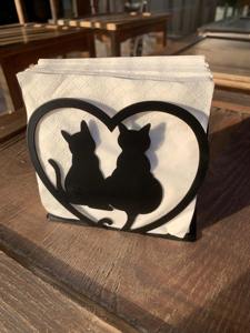 Servilletero Negro con Diseño de Gatos para Parejas, Estilo Artesanal, Ideal para Cenas Románticas y Decoración de Mesa, Procedente de la India - Product Image 5