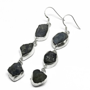 Pendientes de plata de ley 925 con forma de iolita azul, joyería de piedras preciosas en línea - Product Image 3