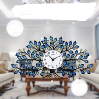 Ak kuningan pohon logam dekoratif besar Dial bulat dengan Multi warna Finishing jam dinding untuk dekorasi rumah
