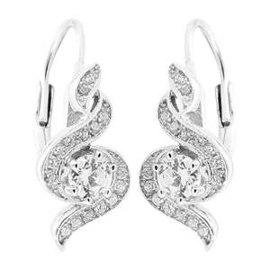 Boucles d'oreilles à fermoir en argent 925 avec zircone cubique, tendance pour femmes, plaqué argent, cristal, produit cadeau - Product Image 2