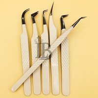Pinças Peach TWEEZERS para Extensão de Cílios de Mink em Aço Inoxidável com Logotipo, Pinças Bege Sustentáveis com Logotipo