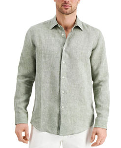 Chemise décontractée à manches longues pour homme, été 2025, tricotée, respirante, pour la course à pied, le golf, col boutonné, coton uni - Product Image 1