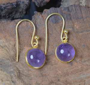 Pendientes de amatista púrpura, Plata de Ley 925, superposición de oro de 18 quilates, gancho hecho a mano, regalo de joyería - Product Image 2