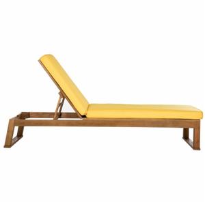 Lemah, diseño moderno, tumbona amarilla, teca de madera maciza con acabado Natural, cojín a prueba de Sol para parque al aire libre, Hotel, Villa, uso - Product Image 4