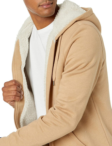 เสื้อสเวตเชิ้ตขนแกะมีฮู้ดสำหรับผู้ชายมีซิปเต็มศีรษะสีพื้นผ้าฝ้าย100% เป็นมิตรกับสิ่งแวดล้อมระบายอากาศได้ดีคุณภาพสูง1ชิ้น - Product Image 2