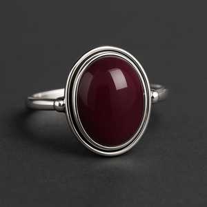 Anillo de rubí ovalado Bisel de plata esterlina Ajuste Piedra natal de julio - Product Image 5