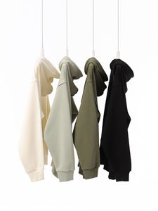 Nouveaux sweats à capuche unisexes en coton mélangé, style streetwear, vente en gros, personnalisés, sans cordon, bord brut, simples - Product Image 3