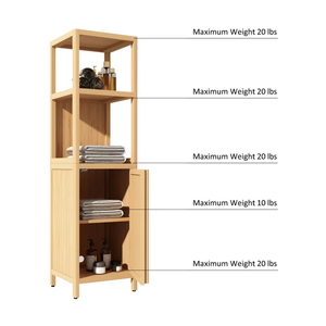 Meuble de rangement pour vanité de salle de bain moderne sur pied avec portes et tiroirs jumelés au design arqué classique - Product Image 5
