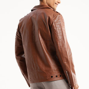 2025-26 Vente en ligne de veste en cuir de motard imperméable pour hommes col montant prix bon marché veste en cuir pour hommes Service OEM ODM - Product Image 4