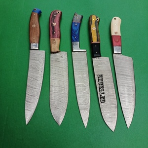 Cuchillo de Chef de cocina de acero de Damasco hecho a mano personalizado de alta calidad cuchillo de corte de verduras hueso y mango de madera Pakka - Product Image 6