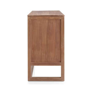 Coffre minimaliste à 3 tiroirs en bois de teck naturel flottant dans une chambre à coucher lumineuse de haute qualité Ensemble de commode pour la maison Hôtel Cottage - Product Image 5
