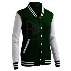 Chaqueta de Letterman sostenible para mujer de talla grande, tejido estampado relleno de algodón de longitud larga, tejido teñido procesado al por mayor - Product Image 1