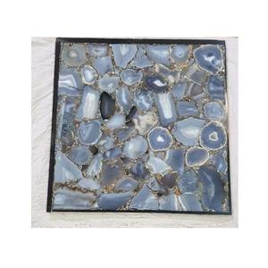 Agate grise moderne faite à la main dinant le comptoir de dalle de pierre de meubles pour le comptoir de café de cuisine disponible pour le salon de vente - Product Image 1