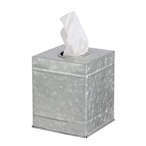 Boîte à mouchoirs décorative carrée en acier galvanisé, support de boîte à mouchoirs carrée en métal galvanisé, bande d'accent de couverture - Product Image 5