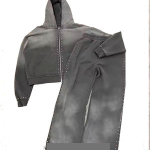 Chándal de Invierno para Hombre con Capucha, Diseño Personalizado, Pedrería, Alta Calidad, Ecológico, 100% Algodón, Servicio OEM, Adultos - Product Image 4