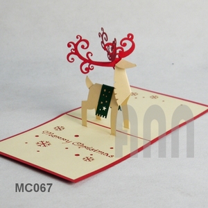 Cartes de vœux personnalisées de Noël en origami renne 3D en papier découpé au laser Merci avec impression offset pour le jour de Noël - Product Image 3