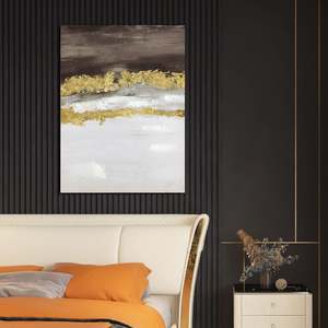 Set di 3 Quadri Astratti Dorati su Tela per Arredamento Soggiorno, Dipinti da Parete per Camera da Letto e Decorazione Casa - Product Image 2