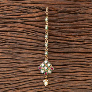 Antique Meenakari Tikka pour femme classique fait à la main avec placage à l'or accessoire de mariage et cadeau très demandé-216404 - Product Image 2