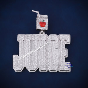 Diseño personalizado único Bail Iced Out Juice Pendant 925 Sterling Silver con corte redondo Moissanite Diamonds Jewelry para mujeres - Product Image 1