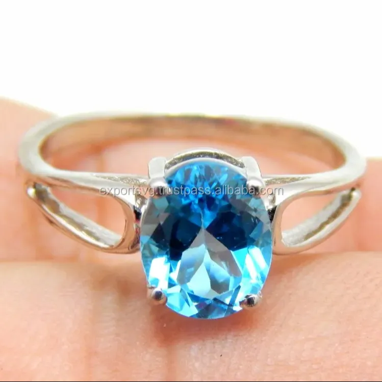 Blauwe Minder Agaat Edelsteen Zilveren Ring 925 Sterling Zilveren Sieraden Bruiloft Verlovingsringen Voor Vrouwen