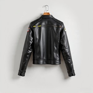Quantité minimale de commande bas Fournisseur d'or de veste de moto en cuir pour hommes de taille personnalisée - Product Image 1