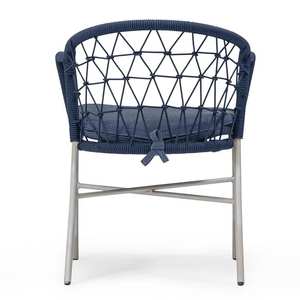 Silla de comedor nórdica moderna de marco de aluminio con cuerda tejida y cojín a prueba de Sol para un comedor contemporáneo elegante - Product Image 5